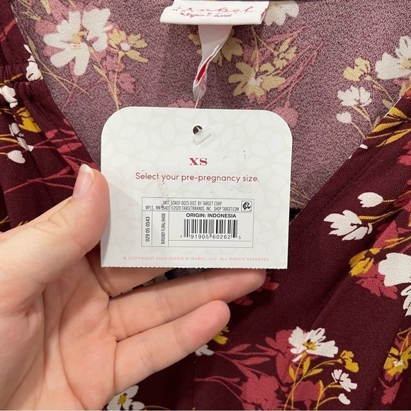 Isabel Maternity Floral Short Sleeve Midi Dress Belted XS - Picture 6 of 8